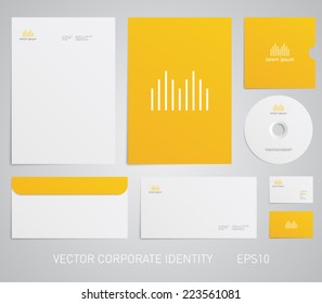 Stationery template with logo soundwave, equalizer, music, audio, store, technology, engineer. Corporate, company, identity, branding, brand, cd, business card, envelope, leaflet, letterhead, folder