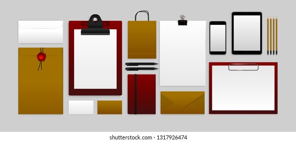 Stationery template mockup. Documentation for business. Vector illustration