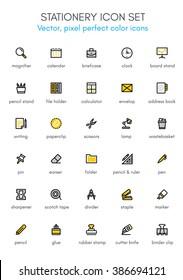 Stationery theme line icon set. Pixel perfect fully editable vector icon suitable for websites, info graphics and print media.