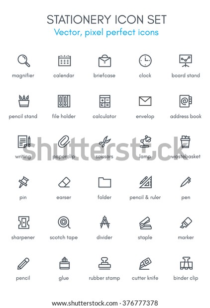 Stationery theme line icon set. Pixel perfect\
fully editable vector icon suitable for websites, info graphics and\
print media.