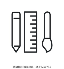 Stationery thin line icons. Perfect pixel on transparent background