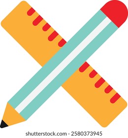 Stationery Tool Pencil Icon Vector Flat Illustration