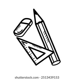Ícone de doodle de ferramentas de papel de carta, pronto para usar vetor
