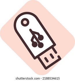 Stationery usb, ilustración, vector sobre un fondo blanco.