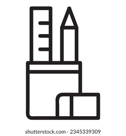 Geschossiges Vektorsymbol, Linealer Stil, einzeln auf schwarz-weißem Hintergrund.