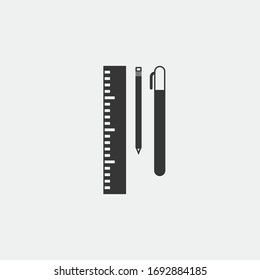 icono del vector del papel lápiz lápiz de alto encendedor e icono de regla para uso de oficina y educación