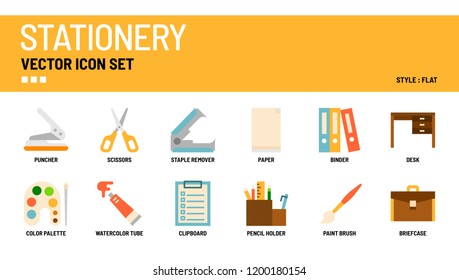Stationery vector icon set.