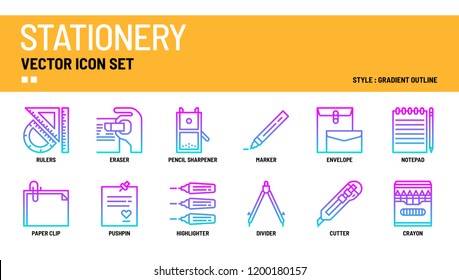 Stationery vector icon set.