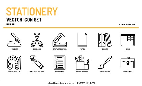 Stationery vector icon set.