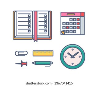 Stationery vector icons editable stroke