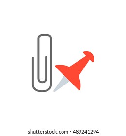 stationery vector illustration. clip and pushpin