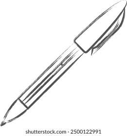 Stationery-related brushstroke illustration ballpoint pen