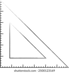 Stationery-related brushstroke illustration triangular ruler