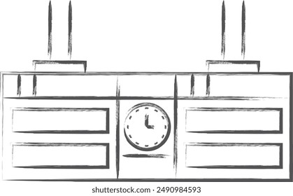 Station-related brush illustrations electronic bulletin board