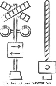 Station-related brushstroke illustration railroad crossing