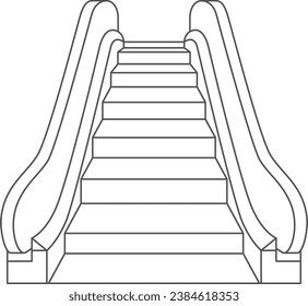 Station-related line drawing single illustration icon escalator