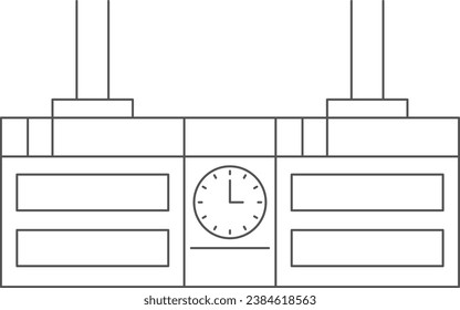 Station-related line drawing single illustration icon electronic bulletin board