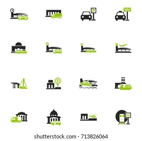 Stations of public transport icons for user interface design