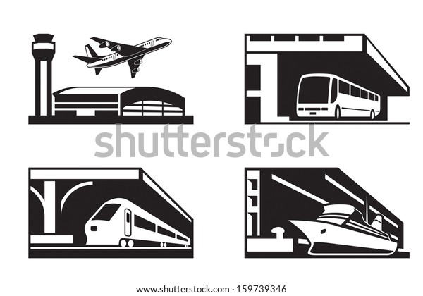 遠近法での公共交通機関の駅 ベクターイラスト のベクター画像素材 ロイヤリティフリー