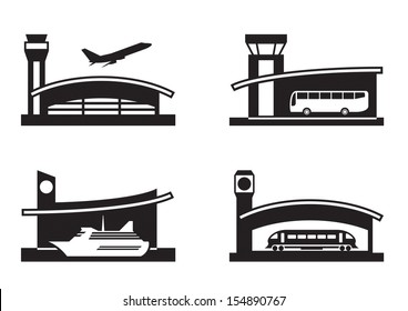 Stations of public transport - vector illustration