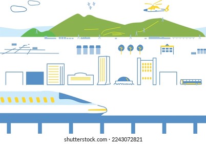 Stations where long-distance trains stop in local cities Illustration material	
