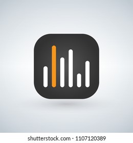 Statistic or analitic application for mobile phone. Line flat vector icon, button and website design. Illustration isolated on white background.