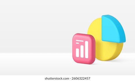 Statistic analyzing diagram data infographic research report banner copy space vector illustration. Analysis graph economy balance management marketing strategy finance accounting chart