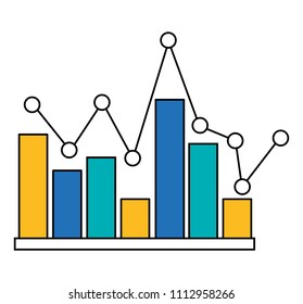 statistic bar graph pointed line image
