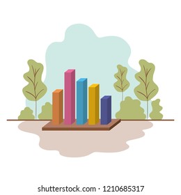 statistic bar with landscape isolated icon