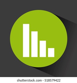 statistic bars icon inside green circle over black background. vector illustration