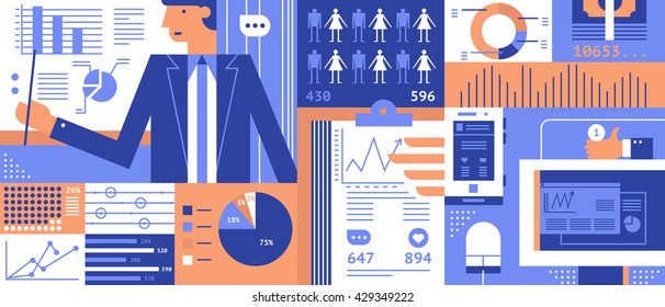 Statistic business flat background