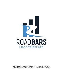 Statistic Chart Bar Diagram with street or river for Marketing Financial Business logo design