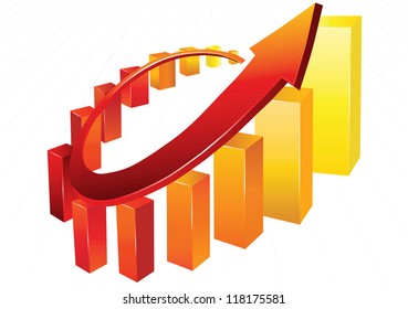 Statistic charts, surrounded by 3d  arrow