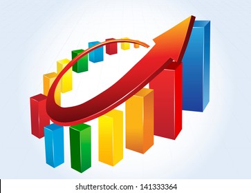 Statistic charts, surrounded by arrow
