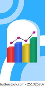 Ilustração de vetor de gráfico estatístico em um plano de fundo minimalista. Adequado para conteúdo infográfico de dados financeiros de negócios