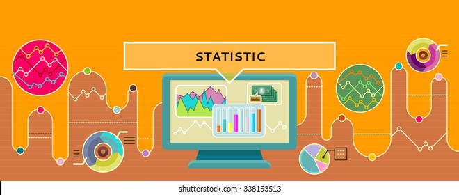 Statistic concept design style flat. Cost and income, statistics icon, infographics and graph, data and chart, statistics graph, business report, diagram info ilustration