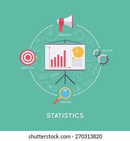 Statistic data processing. Modern flat design template. Infographic background.