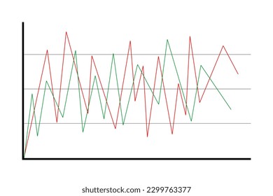 Statistic, economic, financial graph with lines. Example of graphic data chart. Price or exchange rate movements empty template. Vector illustration.