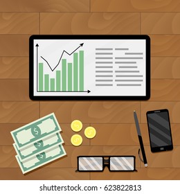 Statistic economic graphic, vector result analysis graph market profit illustration