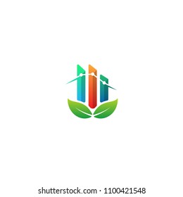 statistic finance leaf nature vector logo template