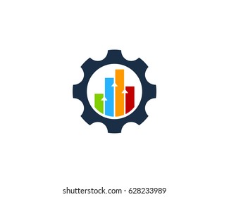 Statistic Gear Icon Logo Design Element
