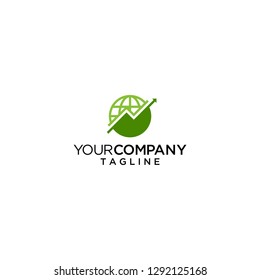 statistic global logo globe vector icon 