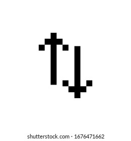 statistic, graph, business, up, down and arrow icon. Perfect for application, web, logo, game and presentation template. icon design pixel art and line style