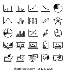 Statistic Graph Icon Set on White Background