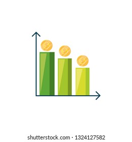 statistic graphic of bars with coins