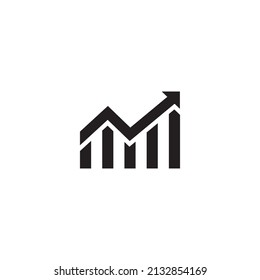 Statistic, Growing Chart, Arrow on Scale Icon Vector