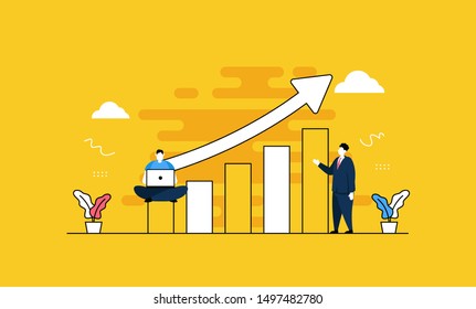 Statistic Histogram flat vector illustration concept,can be used for landing page, ui, web, app intro card, editorial, flyer, and banner.