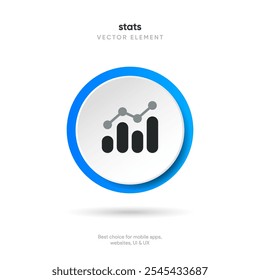 Statistic icon. 3d financial analysis stats icon. Growing graph. Business chart symbol. Growths chart collection. Progress bar. Bar diagram. Growth success arrow icon. Progress symbol. Chart increase