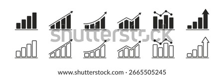 Statistic icon. 3d financial analysis stats icon. Growing graph. Business chart symbol. Growths chart collection. Progress bar. Bar diagram. Growth success arrow icon. Progress symbol. Chart increase