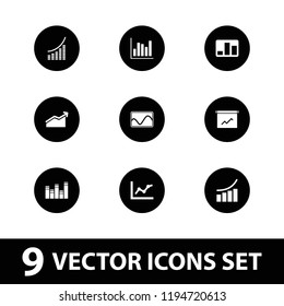 Statistic icon. collection of 9 statistic filled icons such as graph. editable statistic icons for web and mobile.